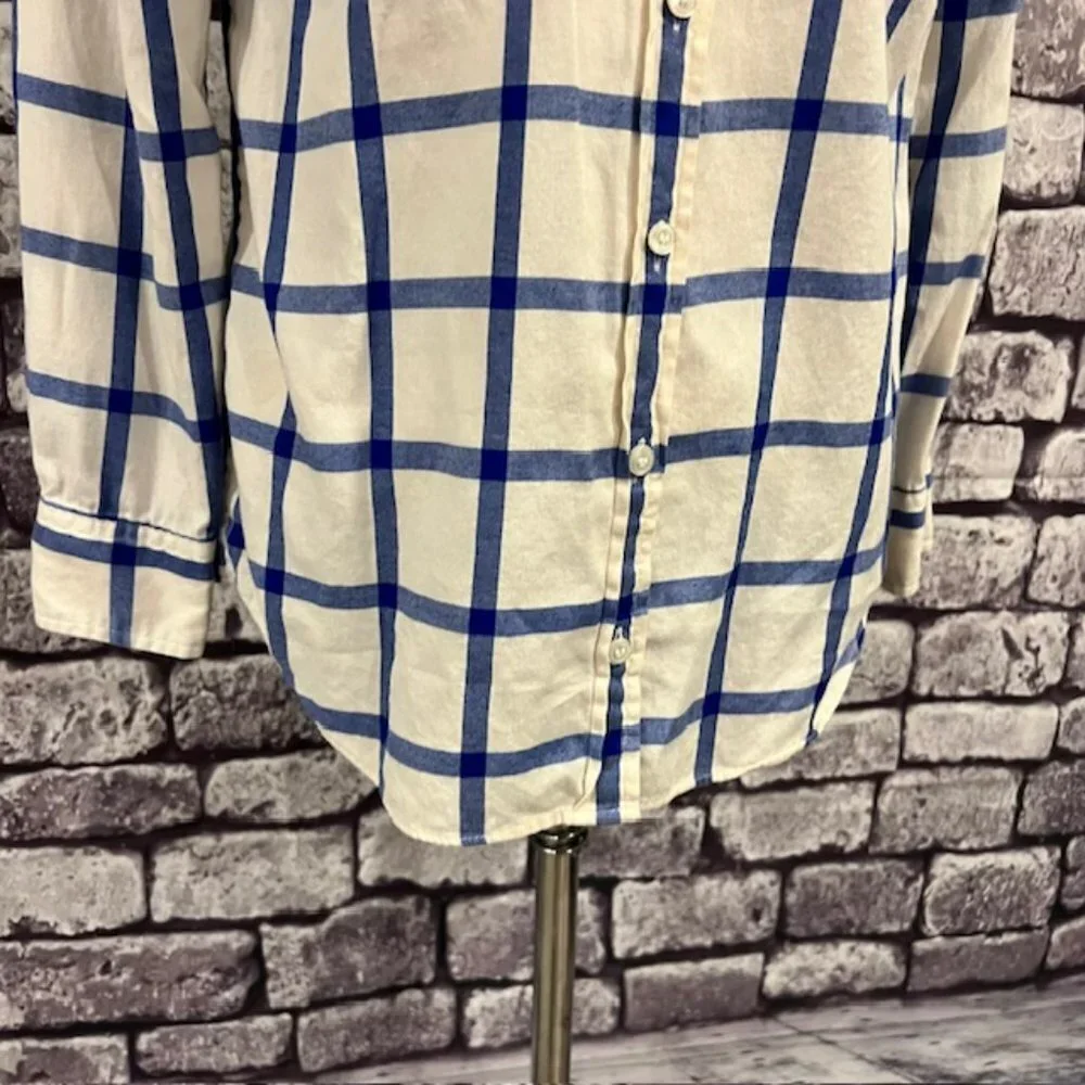 J. Crew Blue & Ivory Boy Fit Button Down Blouse Size SP